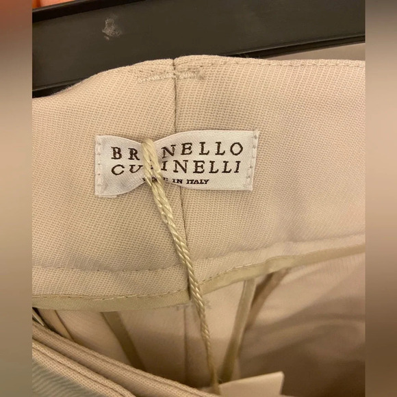 NWT Brunello Cucinelli Pleated Virgin Wool Trousers Latte Size 12 - Picture 5 of 11